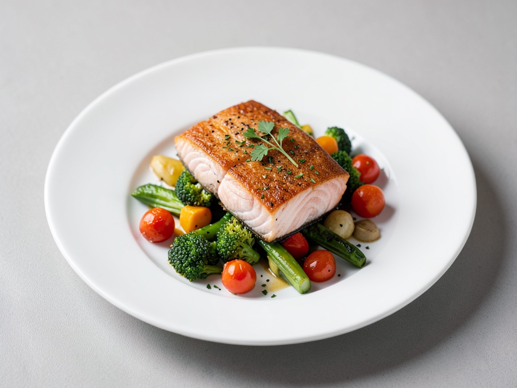 Salmone fritto con verdure