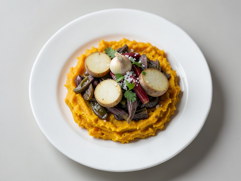 Poireaux sautés sur polenta aux carottes