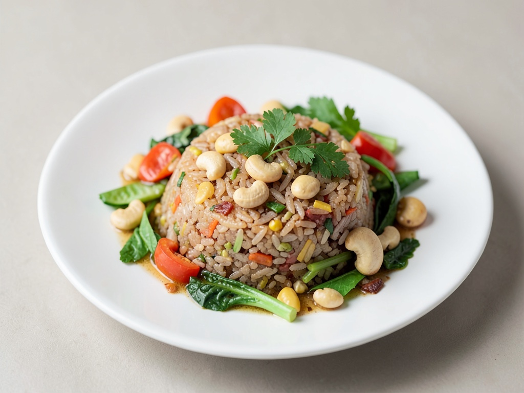 Riz au wok aux noix de cajou et légumes frais