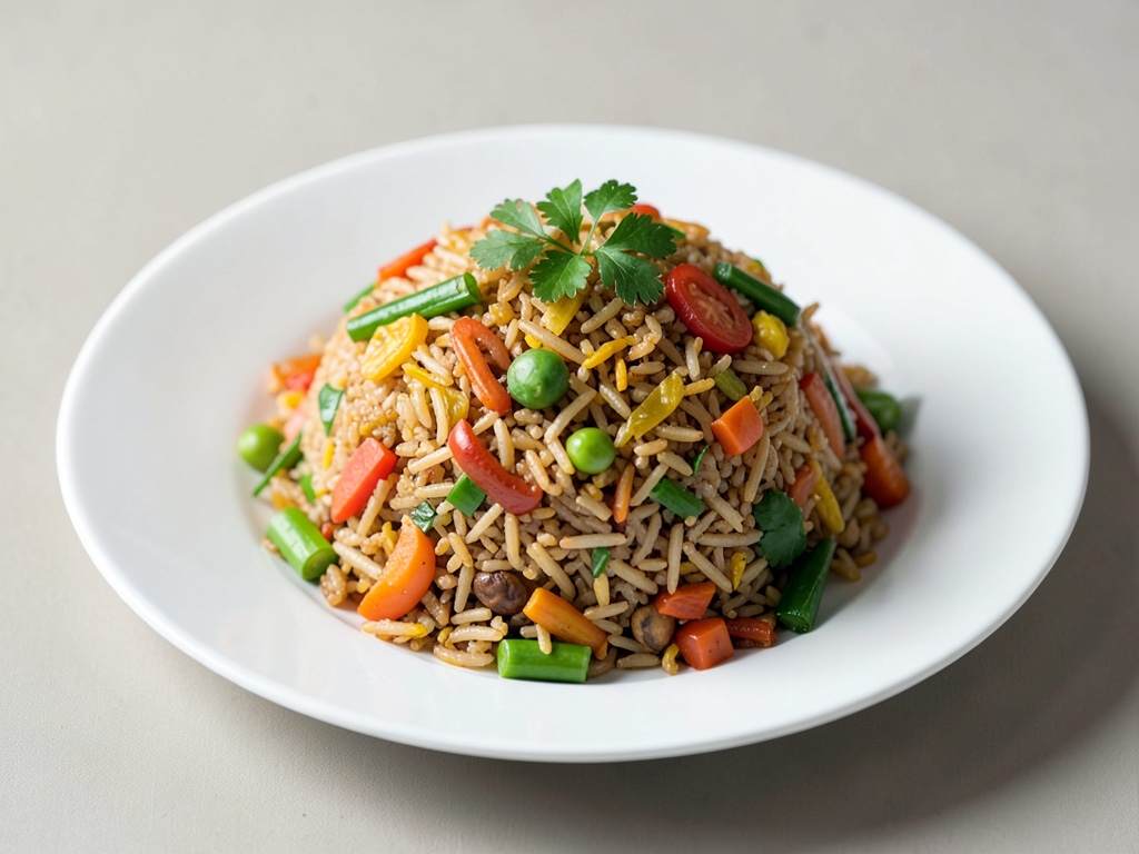 Riz asiatique aux légumes colorés