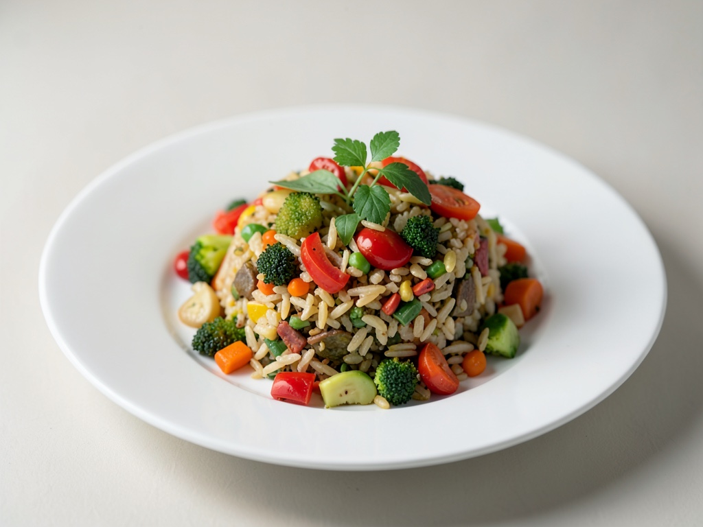 Riso vegetariano con verdure colorate