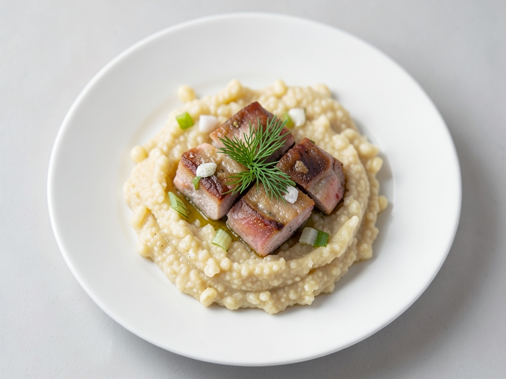 Pan-fried Pollack with Potato and Pea Puree
