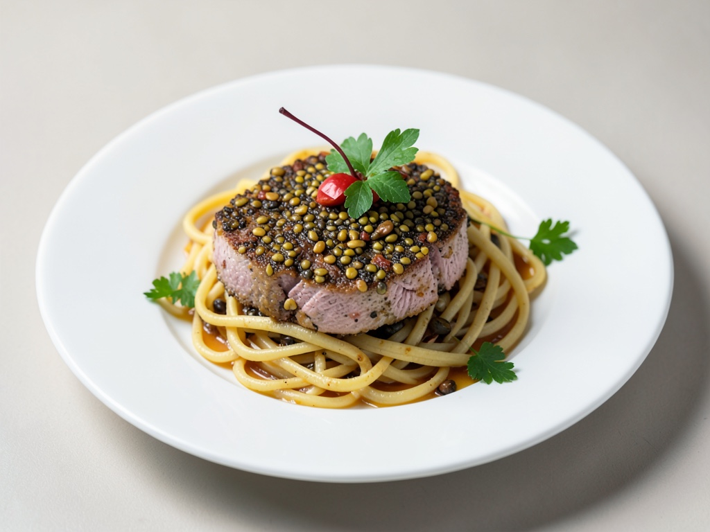 Tonno al sesamo con pasta