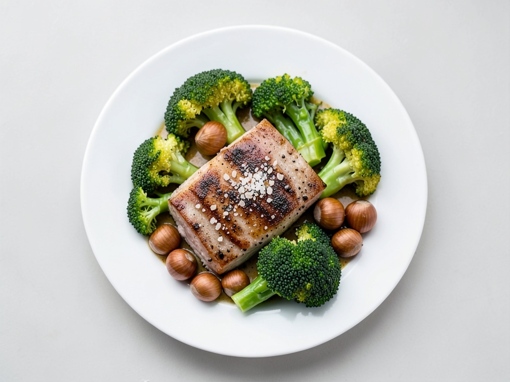 Filetti di Skrei in padella con broccoli e noccole tostate