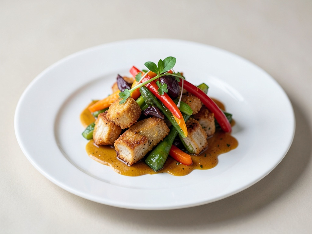 Tofu croccante con verdure miste in wok