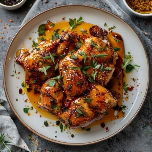 Pollo croccante con erbe e glassa al miele