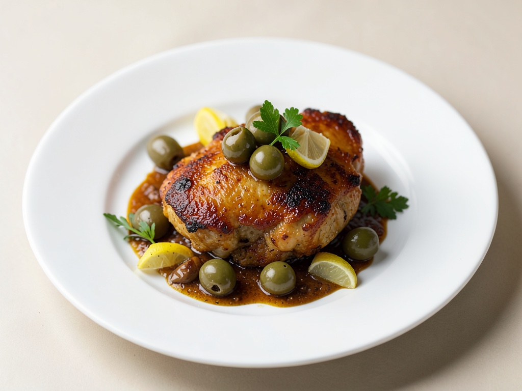 Pollo croccante con olive e limone