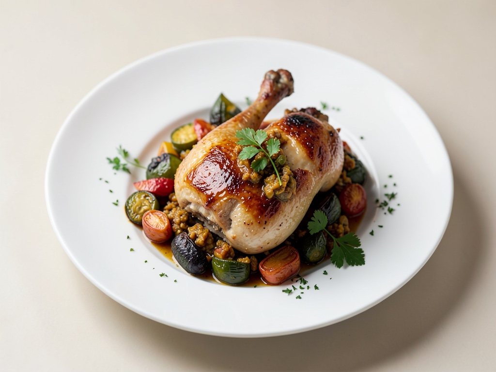Pollo arrosto con verdure al forno in stile ratatouille