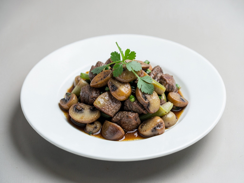 Piatto veloce di manzo e funghi