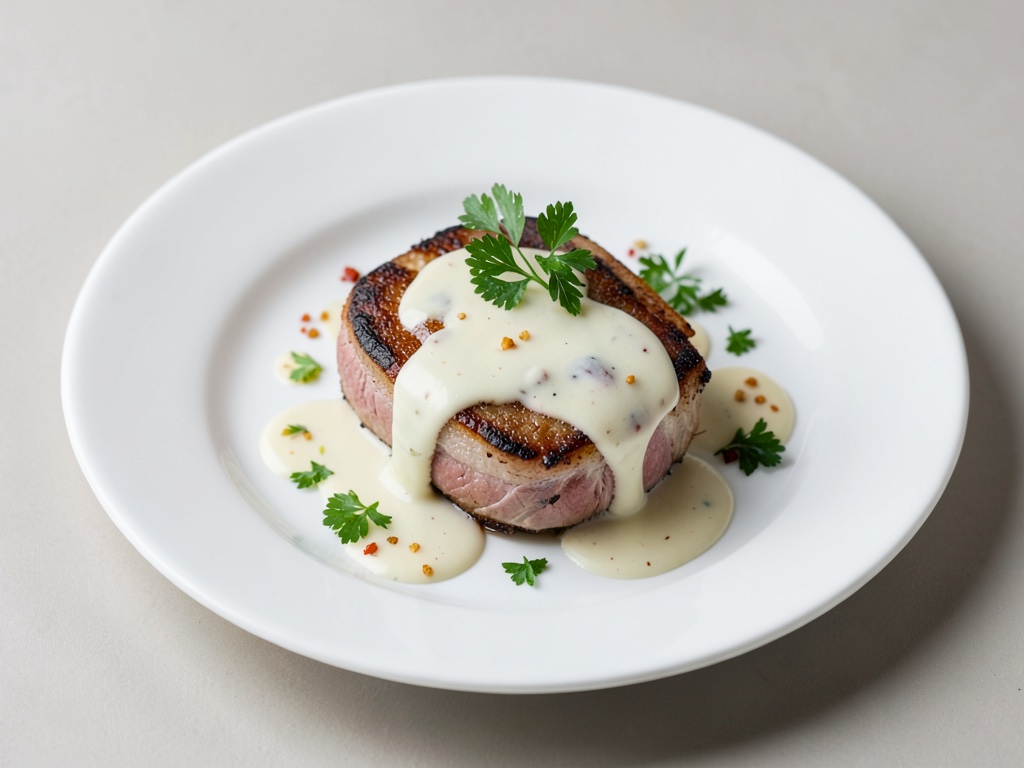 Filetto di maiale arrostito con salsa al vino bianco
