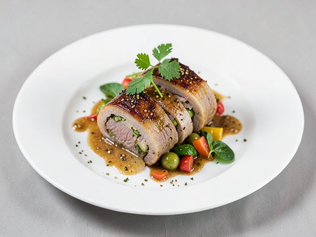 Roulade di manzo al vapore con verdure