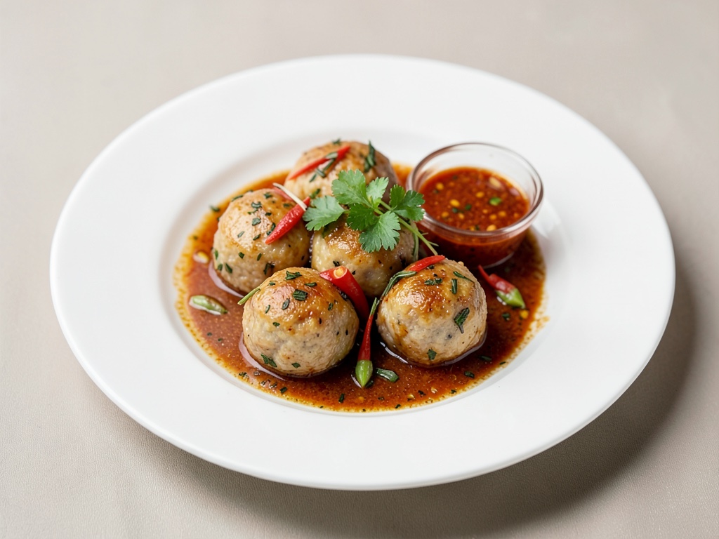 Albóndigas de pescado al vapor tailandesas con salsa picante