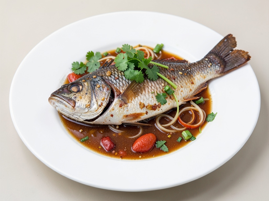Poisson vapeur cantonais au coriandre fraîche