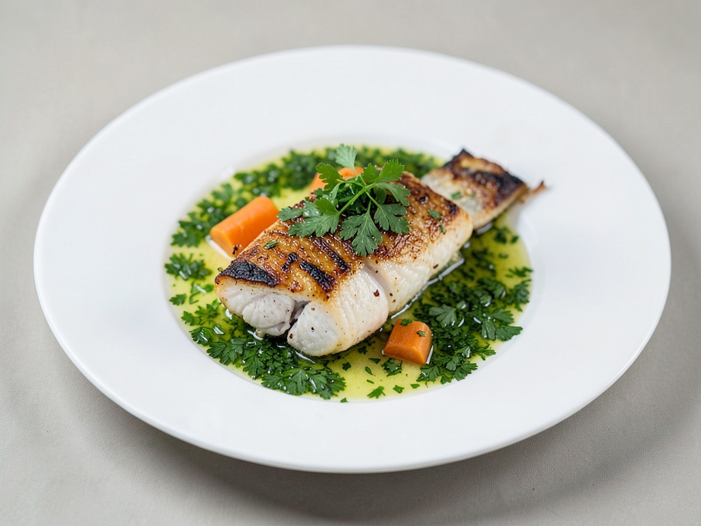 Pesce al vapore con salsa fresca al prezzemolo