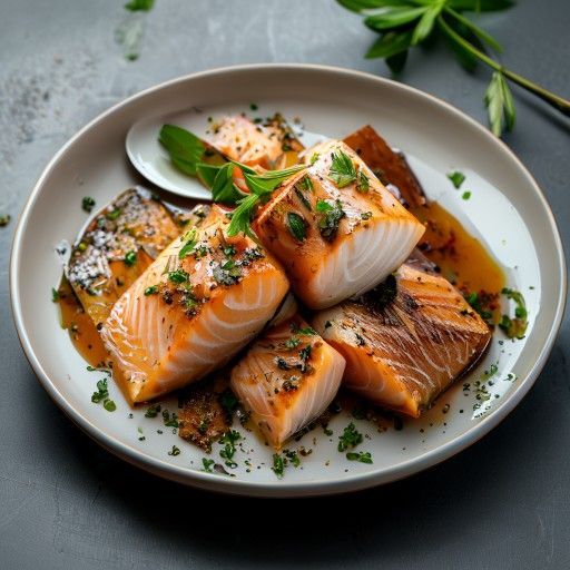 Salmone al vapore con condimento all'aglio aromatico