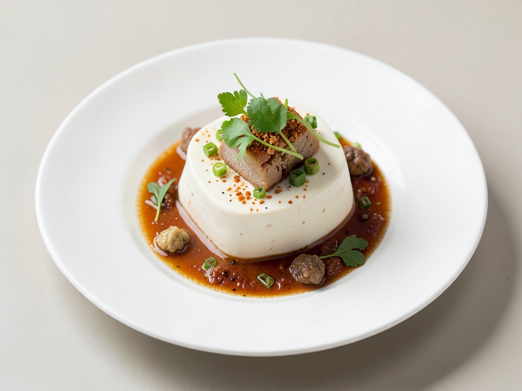 Tofu seta tenero al vapore con zenzero e dashi