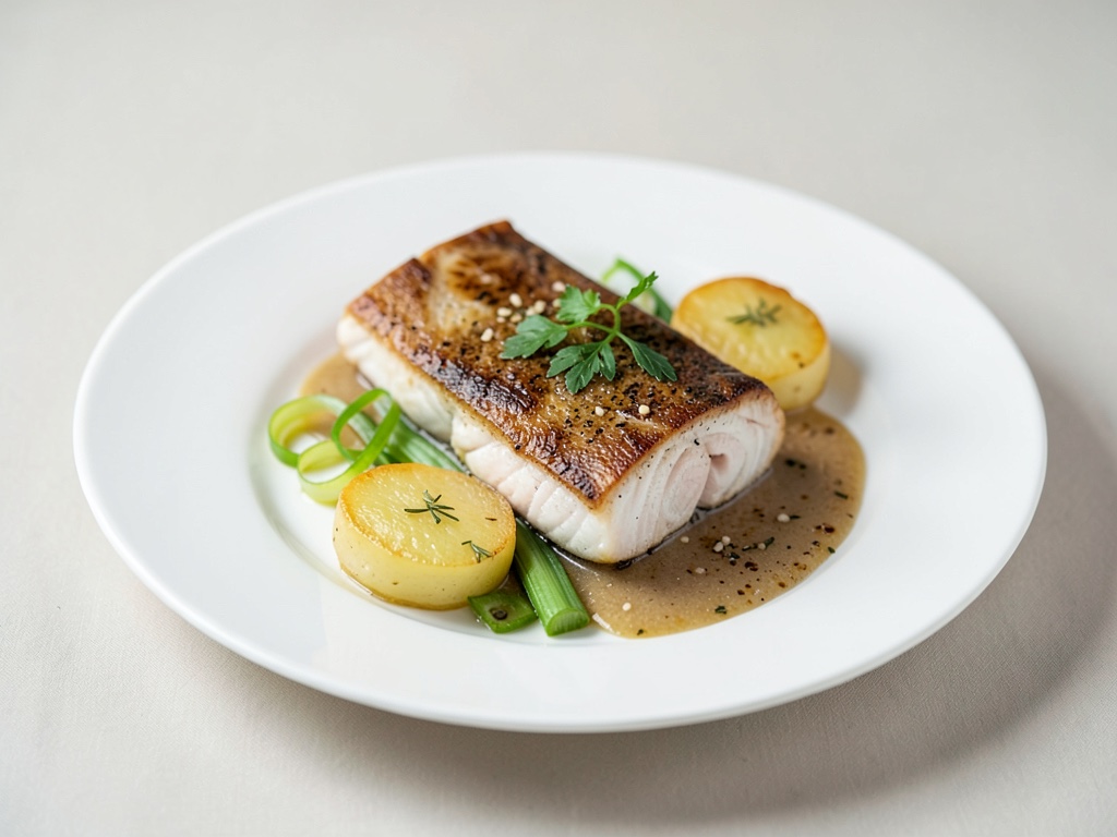 Dampfkabeljau mit Ofenkartoffeln und Lauch