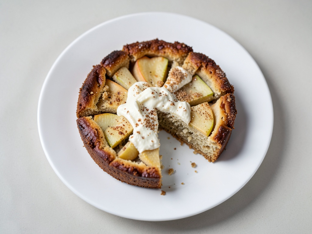 Apfelkuchen mit Deckel und Sahne