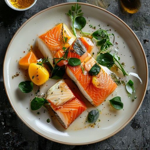 Salmone al vapore tenero con spinaci cremosi