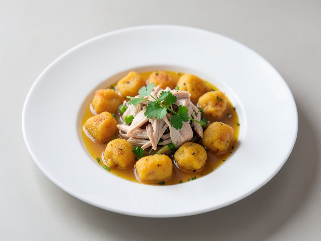 Chiaro brodo di pollo con gnocchetti alla zucca