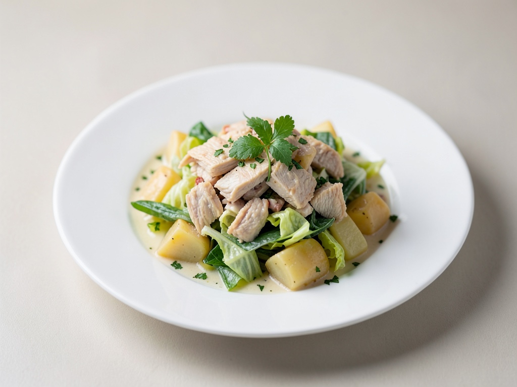 Insalata di pollo e patate con cavolo