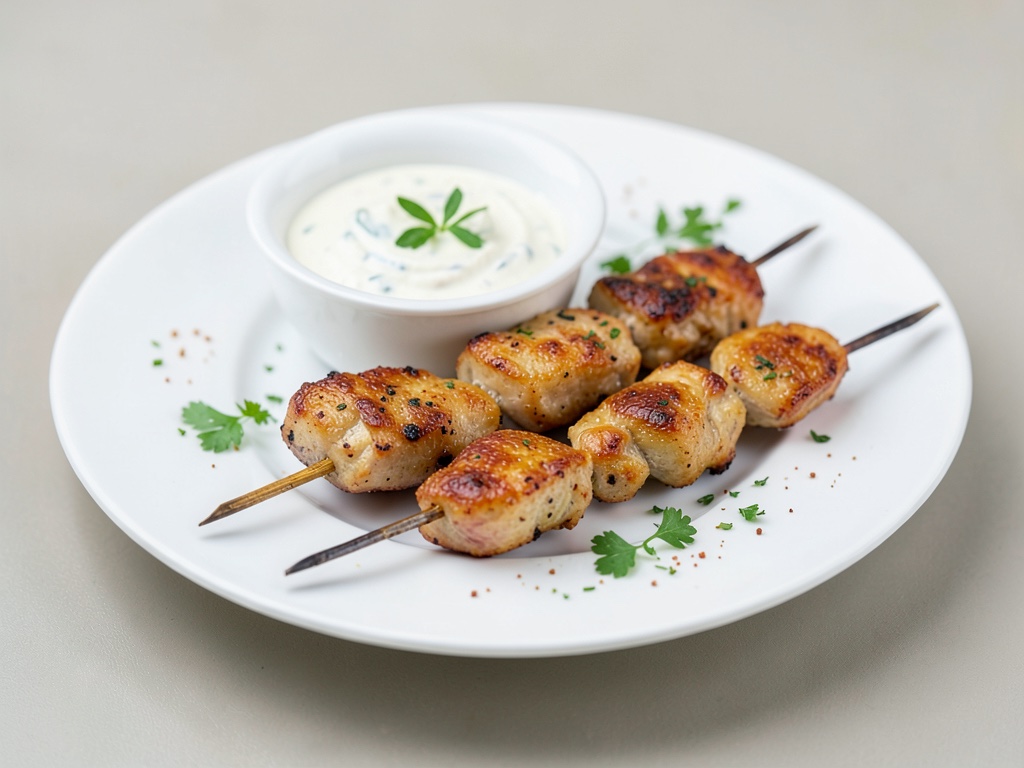 Spiedini di tacchino con yogurt e salsa