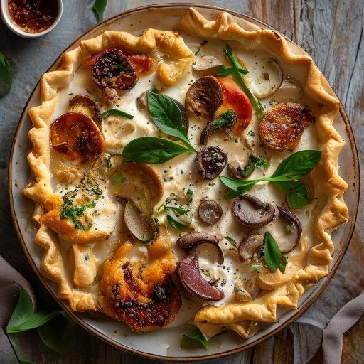 Torta croccante di pollo e funghi