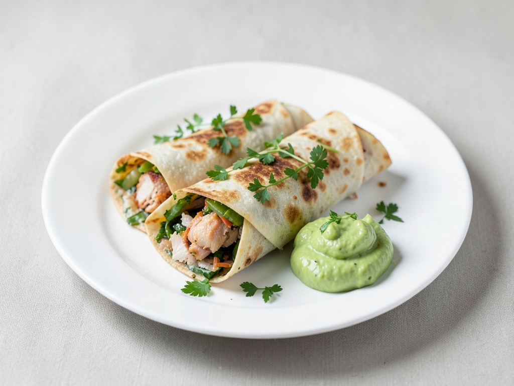 Wrap di pollo con fresco dip di avocado