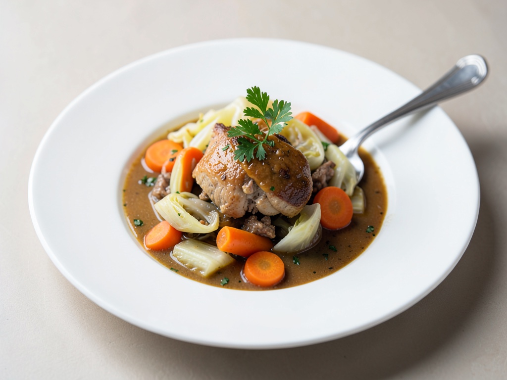 Confortante zuppa di pollo con cavolo cappuccio e carote