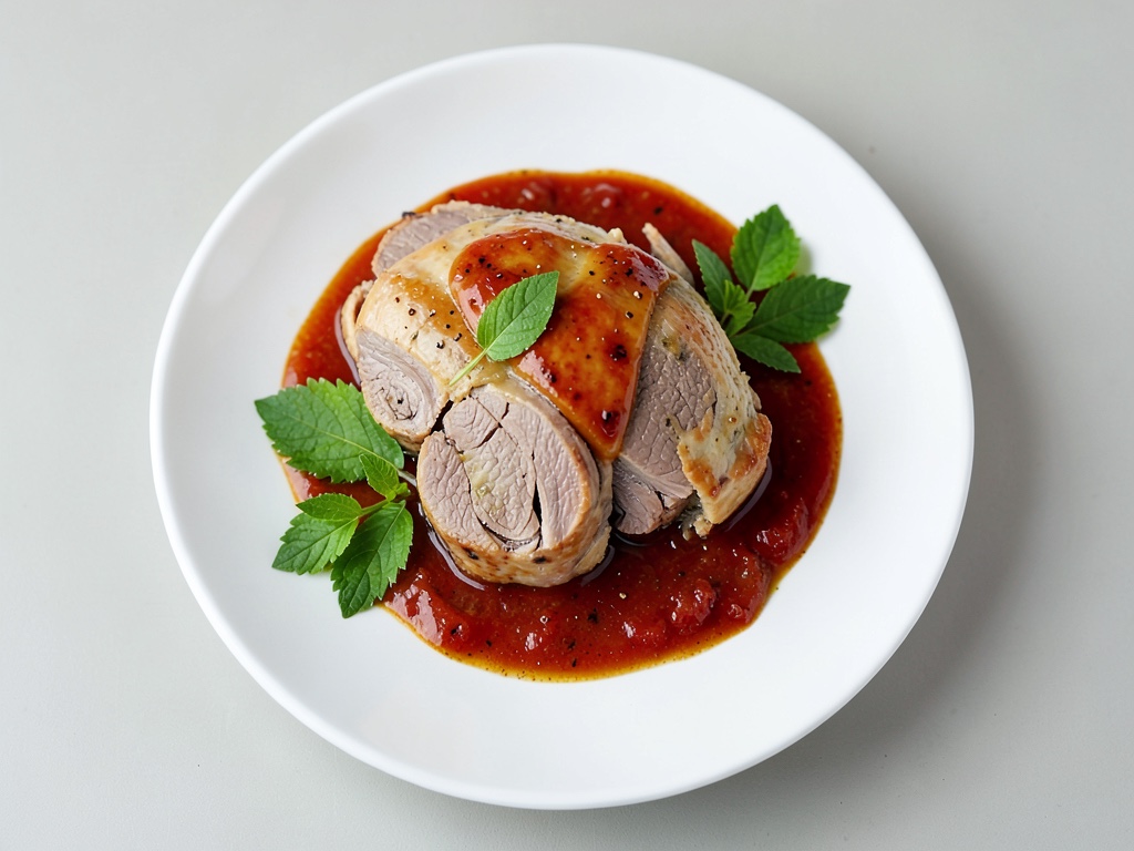 Fegato di pollo tenero con salsa di pesca cremosa