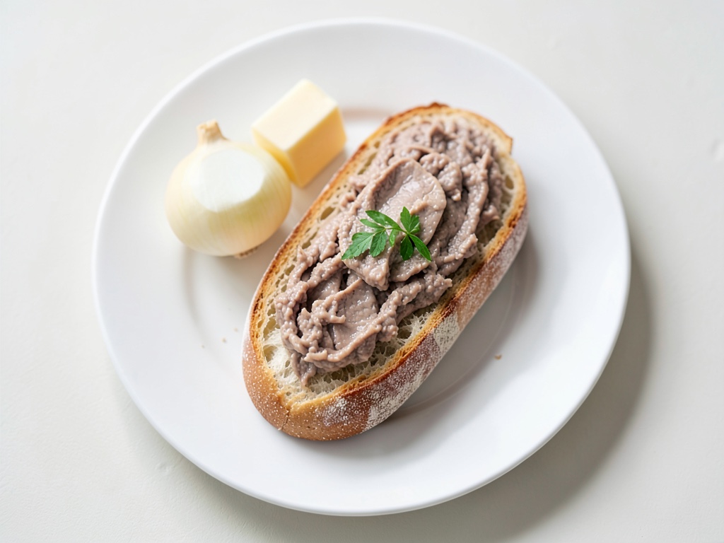Pâté crémeux de foie de poulet sur baguette croustillante