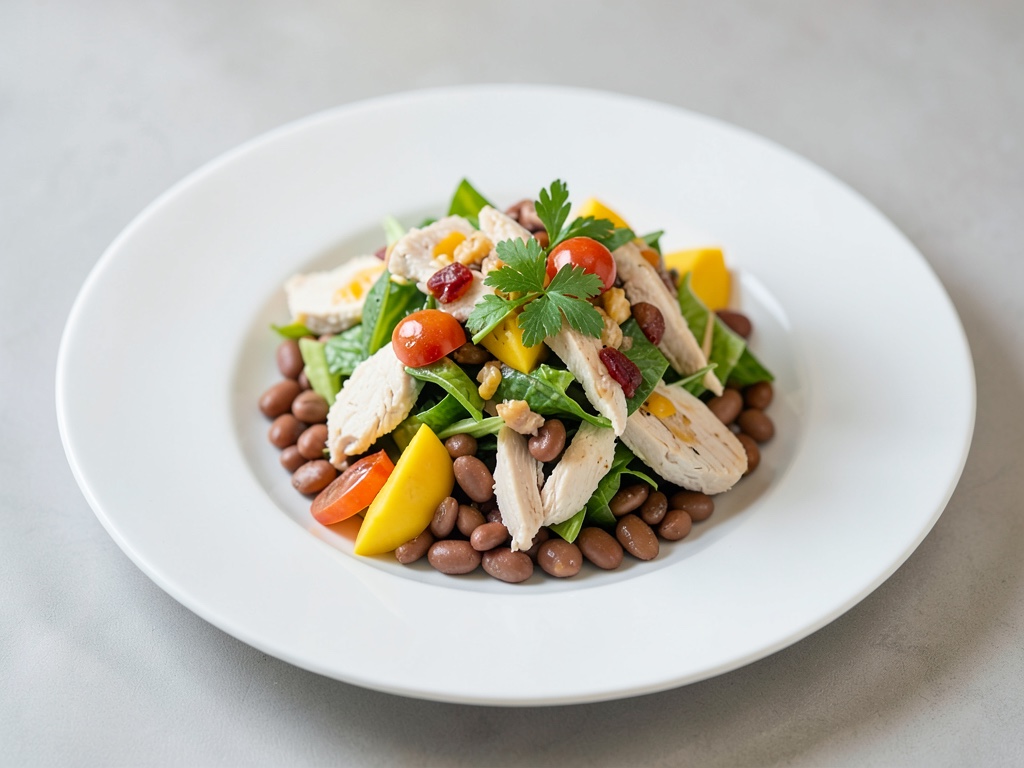 Insalata di pollo con mango e fagioli
