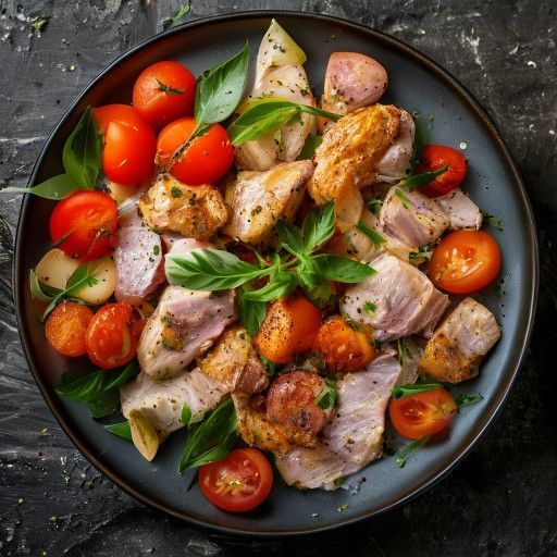 Insalata fresca di pollo e pomodori