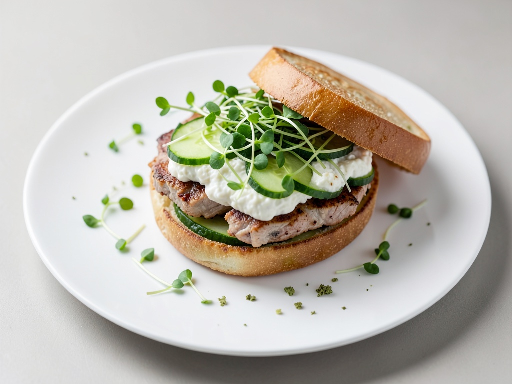Panino al tacchino con formaggio spalmabile, germogli e cetriolo