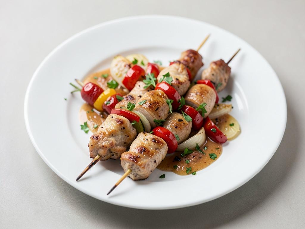 Spiedini di tacchino con peperoni e cipolle