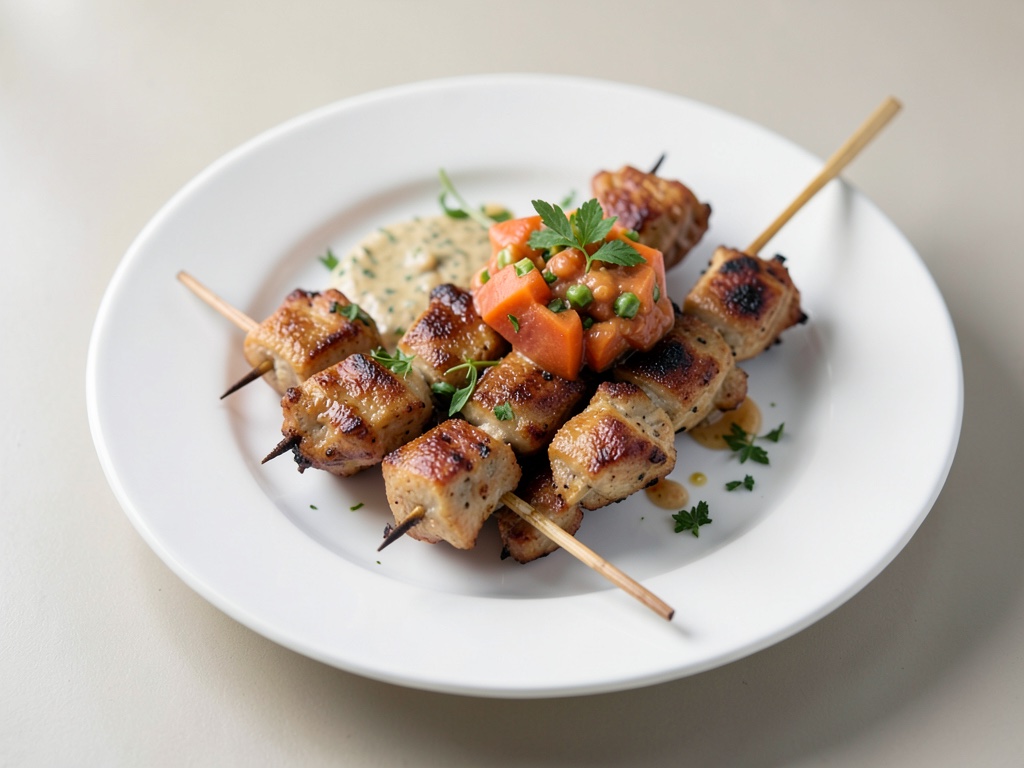 Spiedini di pollo con fresco dip di papaya e peperoncino