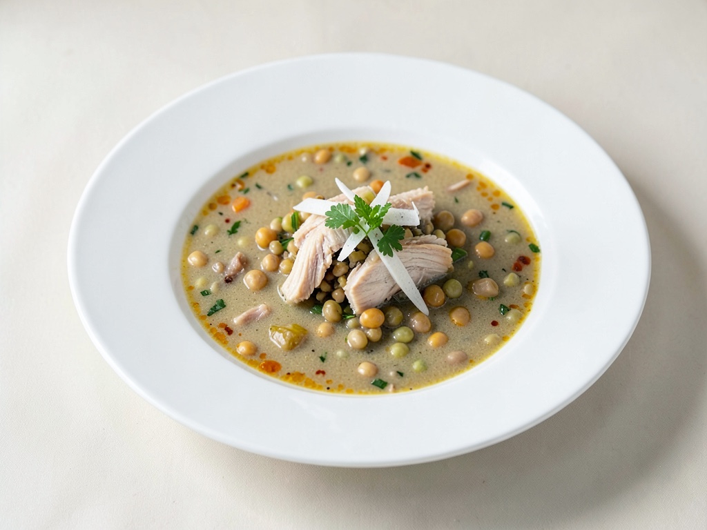 Soppa di pollo rinfrescante con cocco e lenticchie