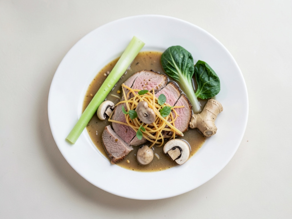 Zuppa di pollo con Pak Choi e funghi neri