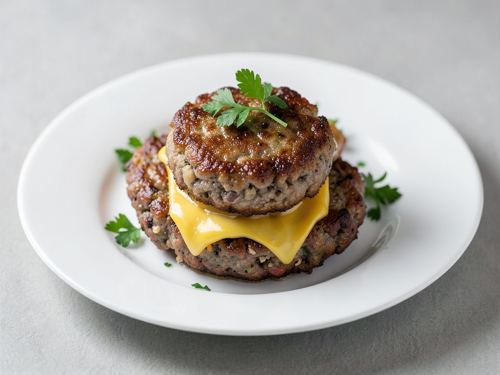 Burger al cheddar con polpette di carne farcite