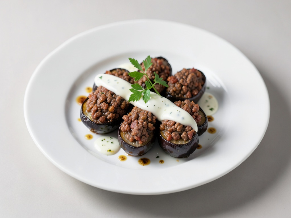 Melanzane ripiene di carne macinata e salsa allo yogurt