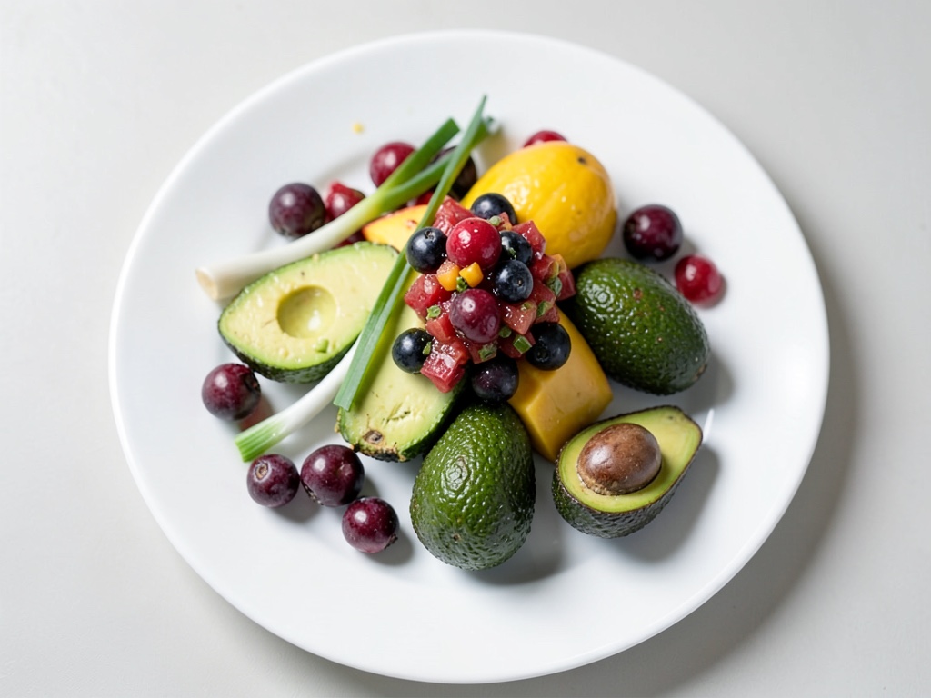 Moitiés d'avocat avec topping fruité à la fraise