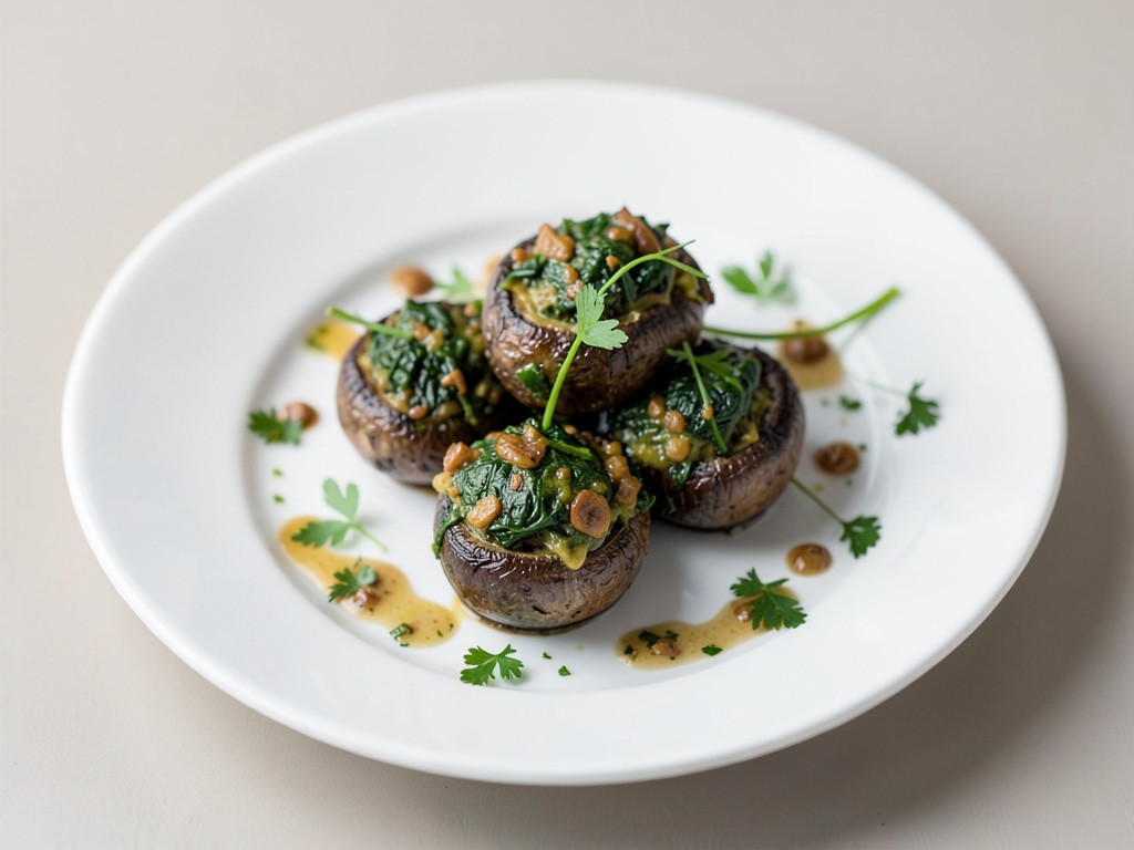 Champiñones rellenos de espinacas