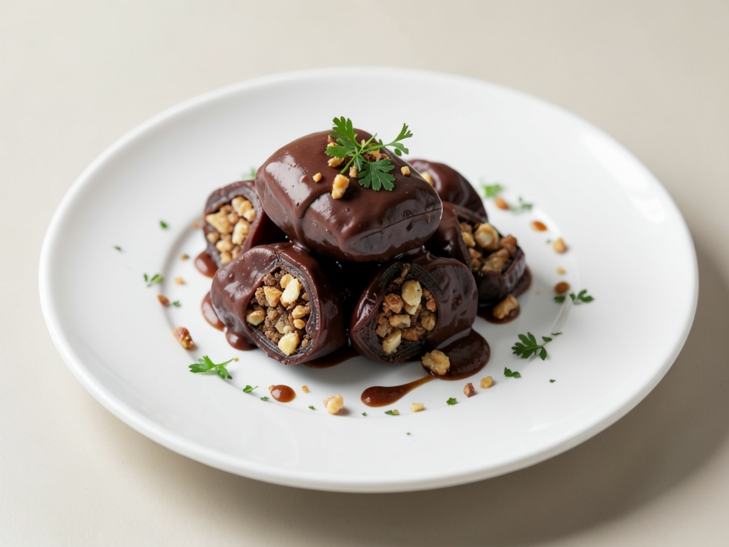 Datteri al cioccolato con ripieno di marzapane e noci