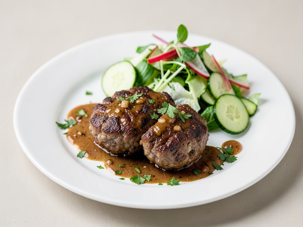 Polpette di carne ripiene con insalata di cetrioli