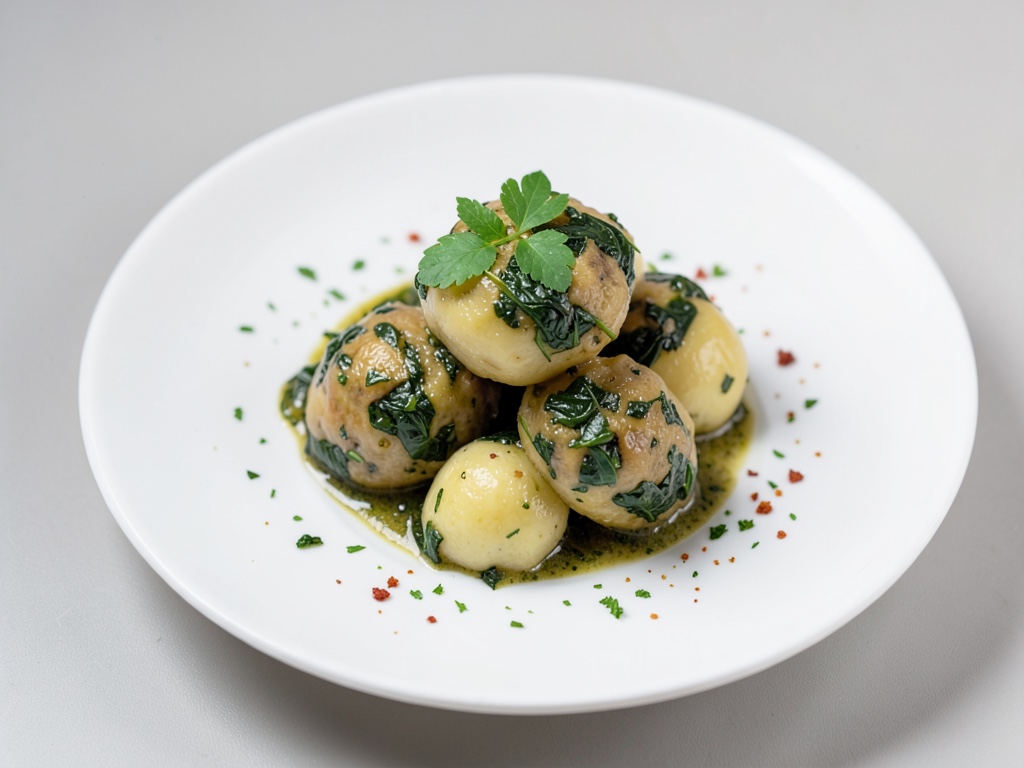 Boulettes de pommes de terre à la farce d'épinards