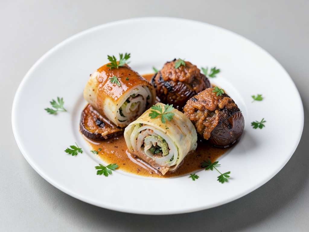 Roulades de chou et poivrons farcis
