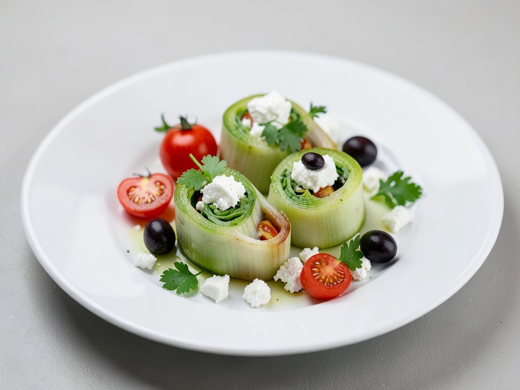 Rotelle fresche di cavolo rapa con feta, pomodori e olive