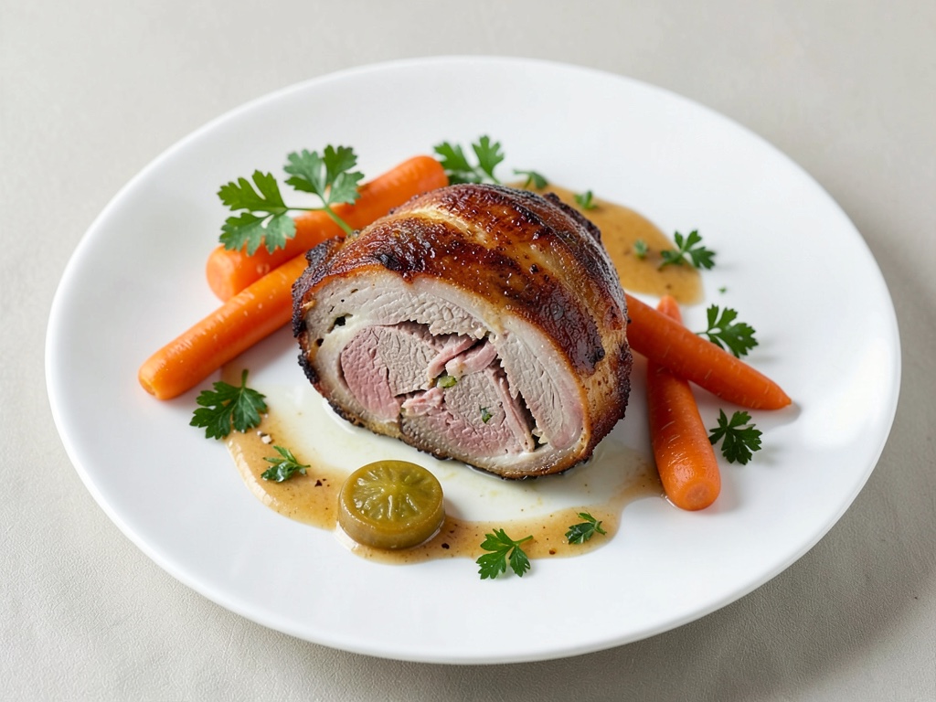 Cosciotto di agnello ripieno con carote