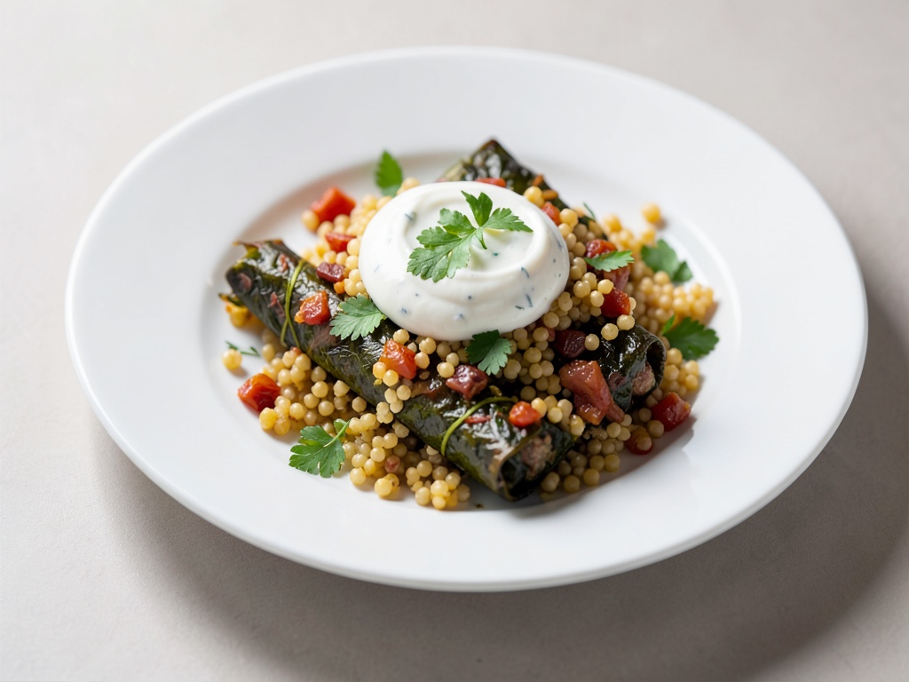 Involtini di barbabietola con ripieno di couscous e salsa allo yogurt