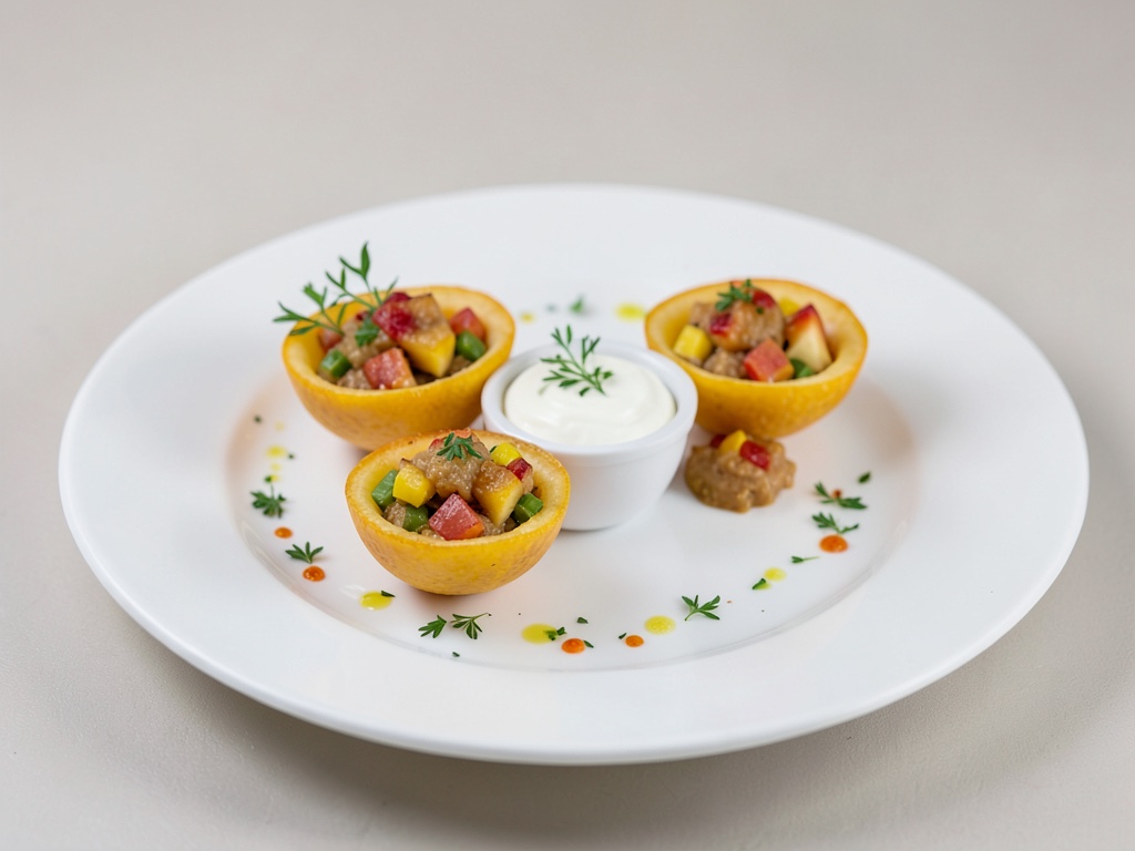 Fruchtige Melonenschalen mit Joghurt-Dip